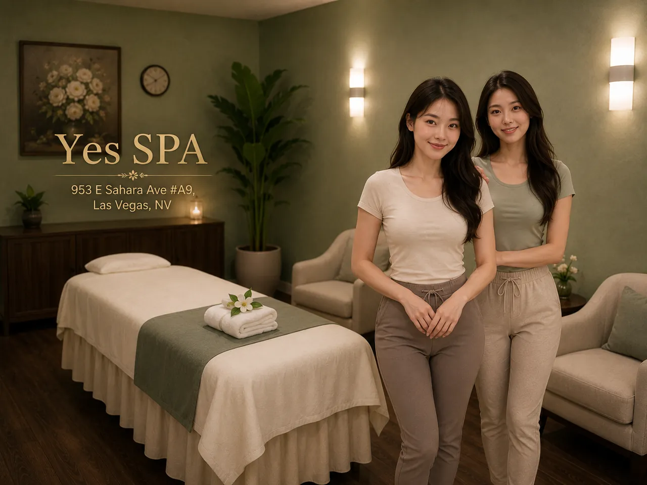 Two friendly staff members at Yes SPA in Las Vegas, NV