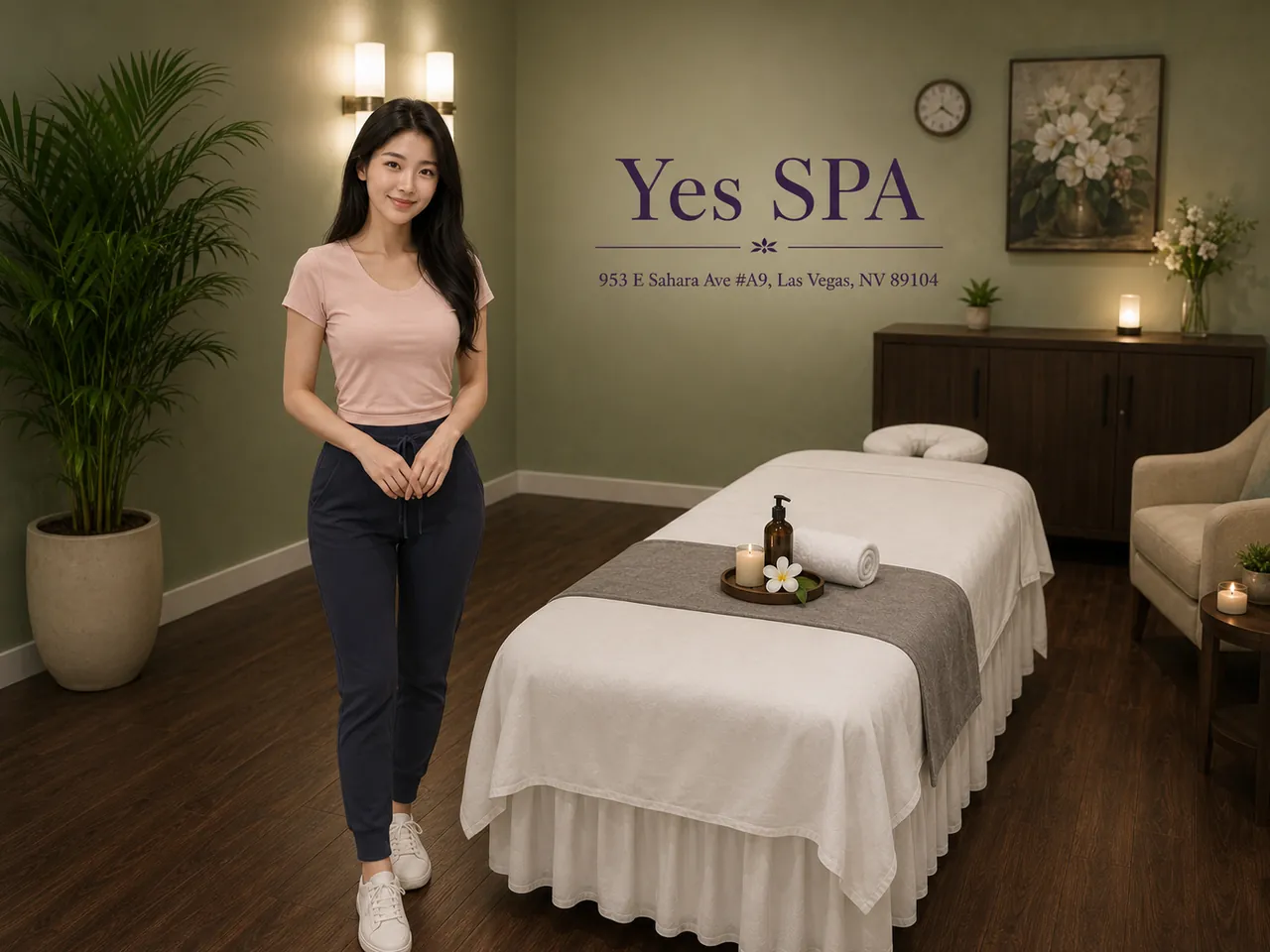 Friendly staff in a clean, private room for Sports Massage at Yes SPA in Las Vegas, NV